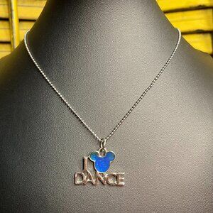 Disney Silvertone "I Love Dance" Mood Pendant on Silvertone Ball Chain
